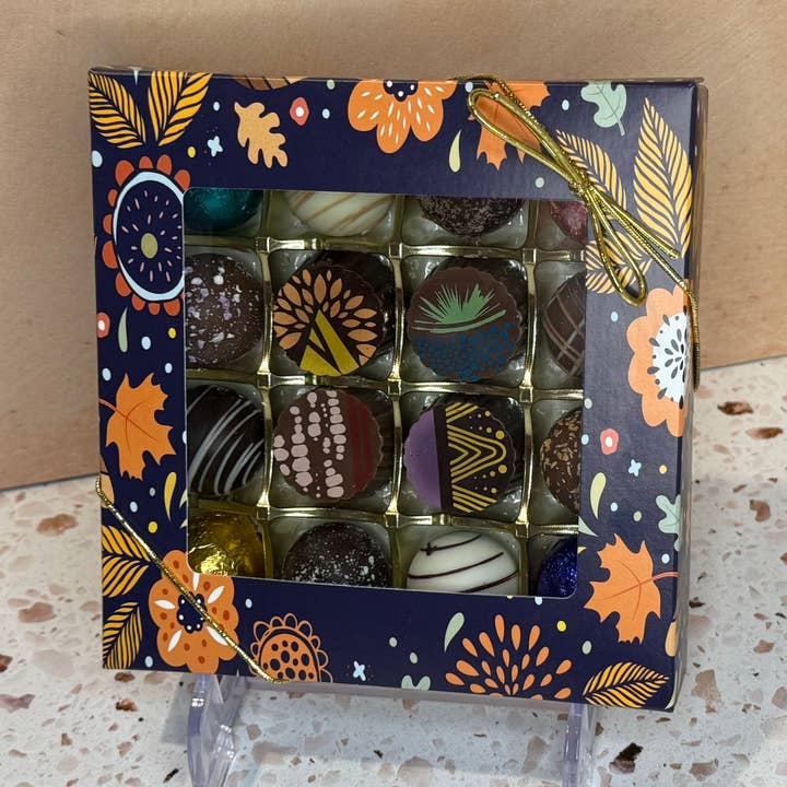Elegant Floral Window Chocolate Truffles Gift Box for wholesale by Eastern Shore Chocolate Company