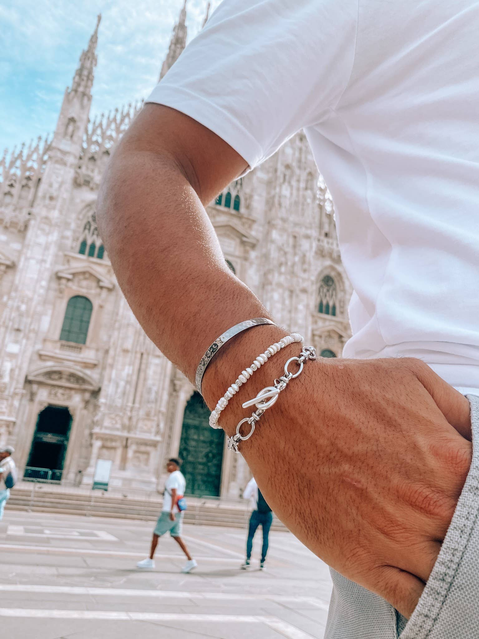 Christina Christi - Wholesale Jewelry - Men's - Pearls Beaded Bracelet Men, Silver Bracelets, Mens Jewelry2