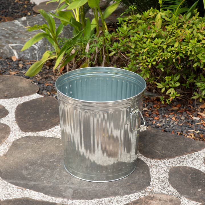 Quickway Imports - Wholesale Rubbish can/Rubbish bin - Gardenised Round Galvanized Steel, Trash Can with Lid5