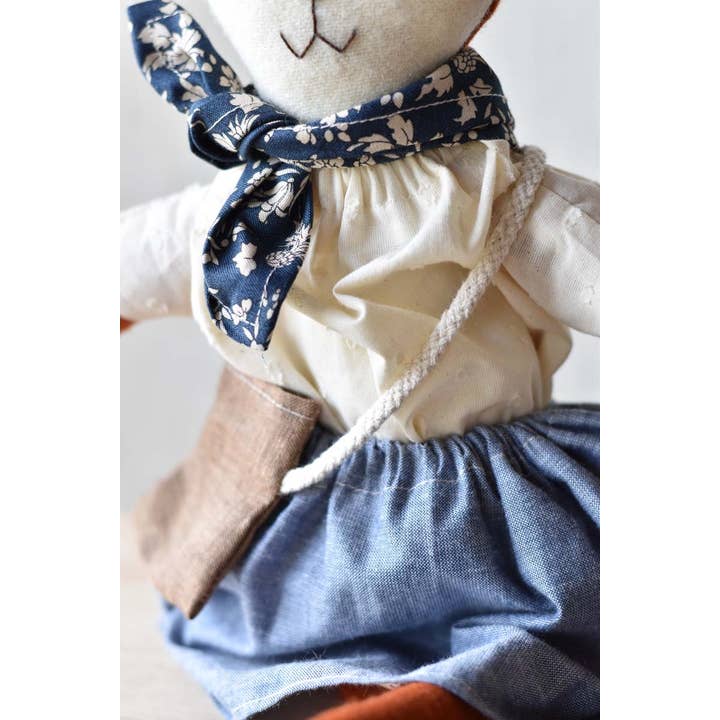 Woolgrass Farm - Wholesale Stuffed/Plush Toy - Kids & Baby - Florette Fox Doll- Chambray Skirt -Made in Maine