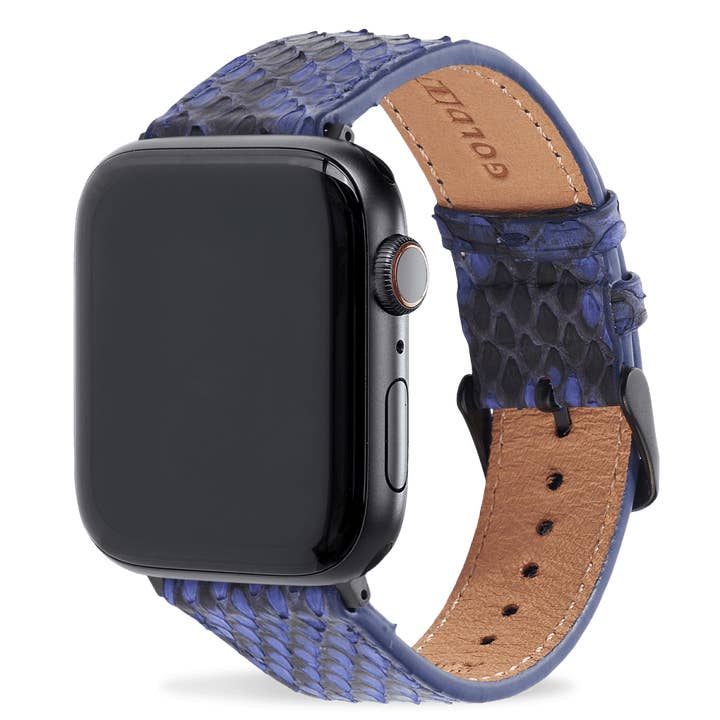 Cinturino per Apple Watch blu pitone (adattatore nero) per la vendita all'ingrosso da parte di GOLDBLACK
