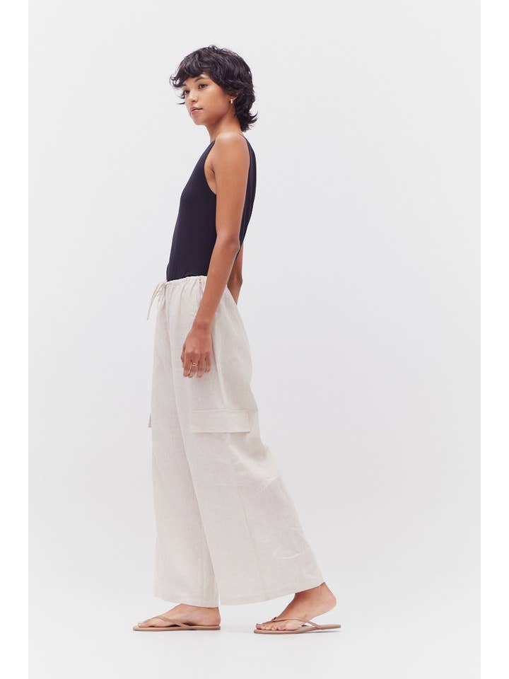Grade & Gather - Wholesale Pants - Women's - 50520LN - LINEN CARGO PANTS