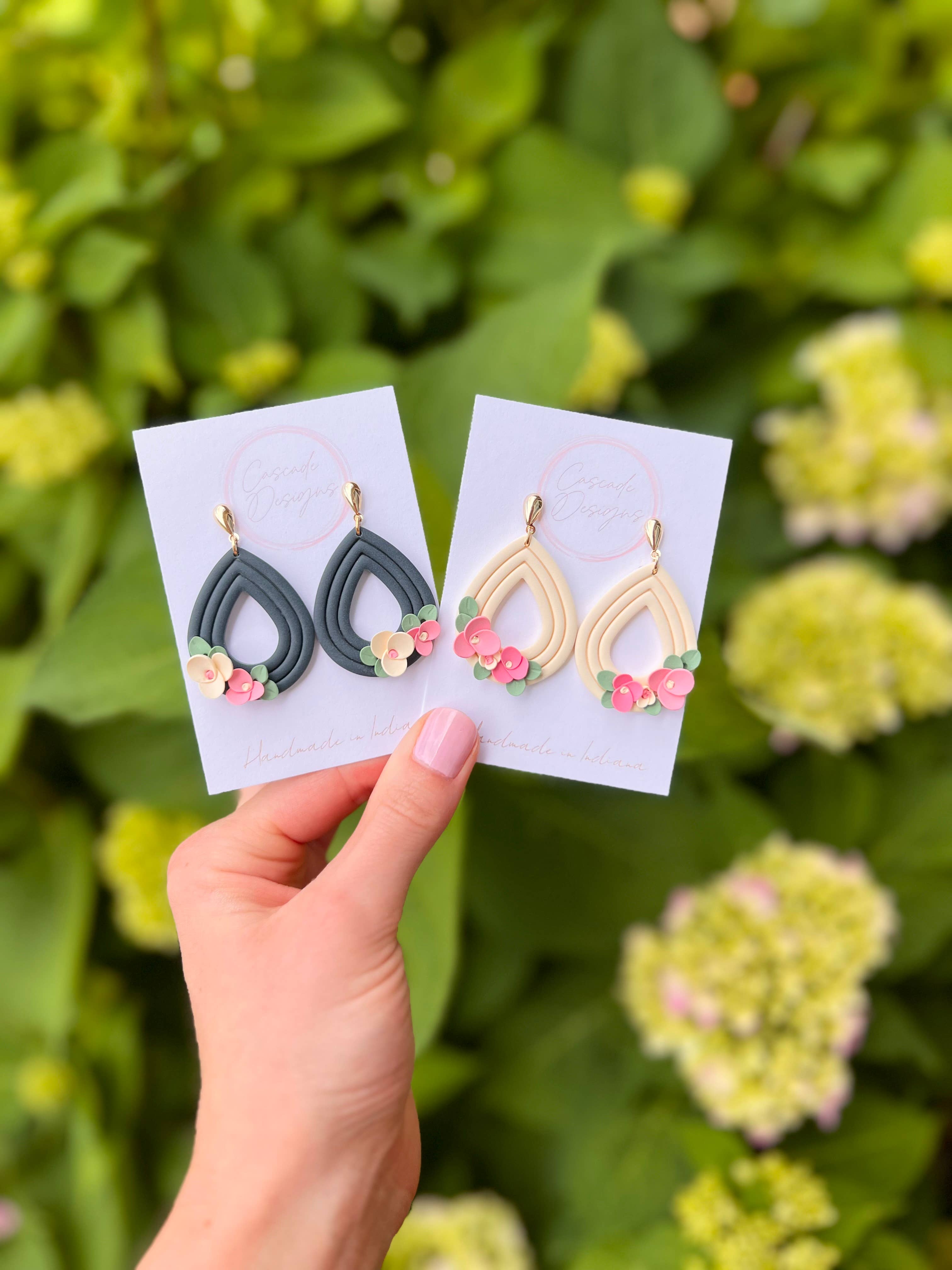 Cascade Designs - Wholesale Dangle Earrings - The Penelope | Floral Drop Clay Earrings1