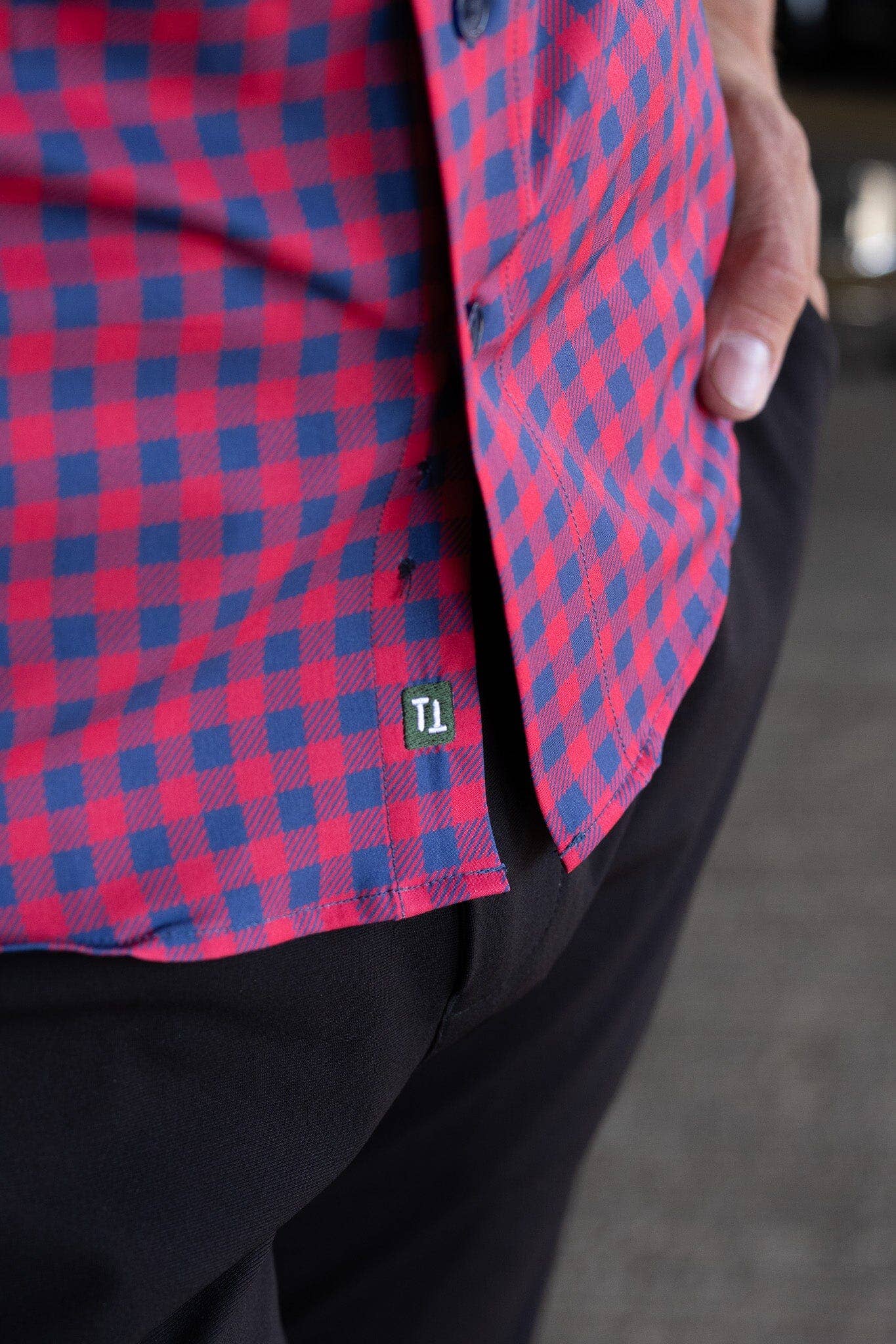 Tough Apparel - Venta al por mayor Camisa con botones - Hombre - Camisa Deportiva Hustle - Manga Larga - Cuadros Rojo y Azul Marino12