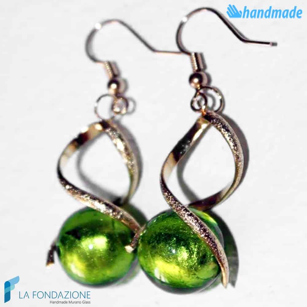 Hellblau, Blau, Bronze, Gold, Rosa, Rot, Türkis, Grün, Blaugrün Torciglione Hängeohrringe aus Muranoglas für den Großhandel auf Faire0