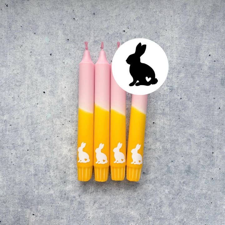 Dip Dye Kerzen | gelb-rosa | Ostern 4er Set für den Großhandel von Wolkenreich