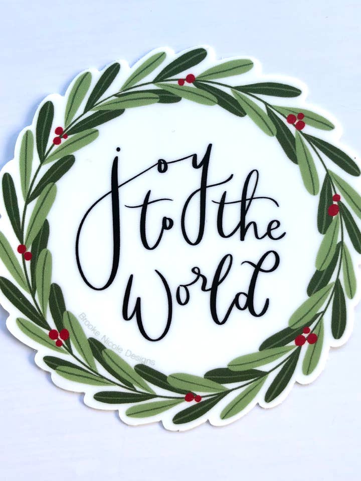 Joy to the World Vinyl Sticker for wholesale by Brooke Nicole Designs
