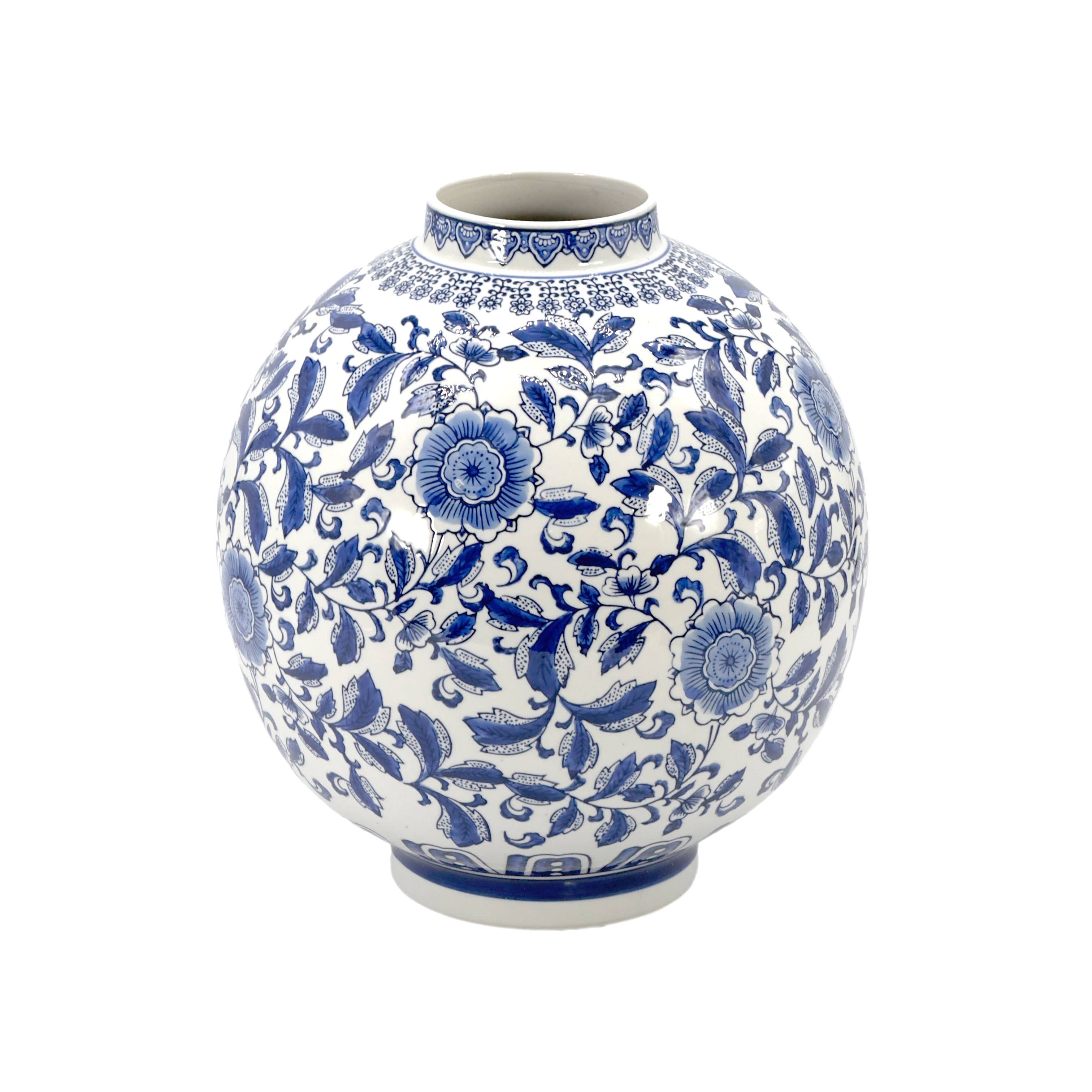 Galt International Company – Engroshandel Vase – Keramisk globusformet vase med Chinoiserie-blomster, 30 cm i diameter1