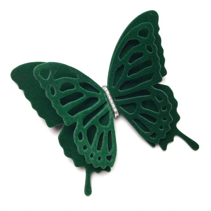 Emerald Green Velvet Butterfly Big Pin for wholesale by Fashion Butterflies