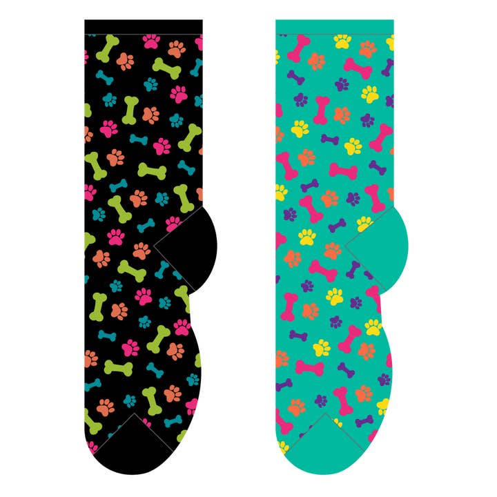 FOOZYS Fun Socks - Wholesale Socks - Women's - Bones & Paw Print Socks