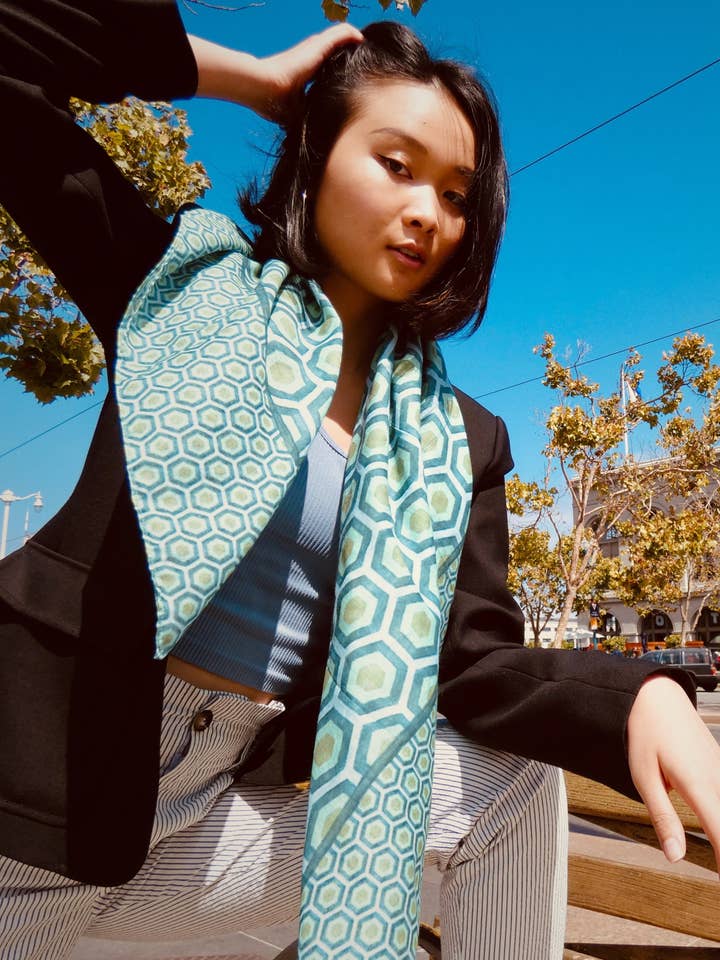 Honeycomb Scarf - Groen voor wholesale door LeTovah