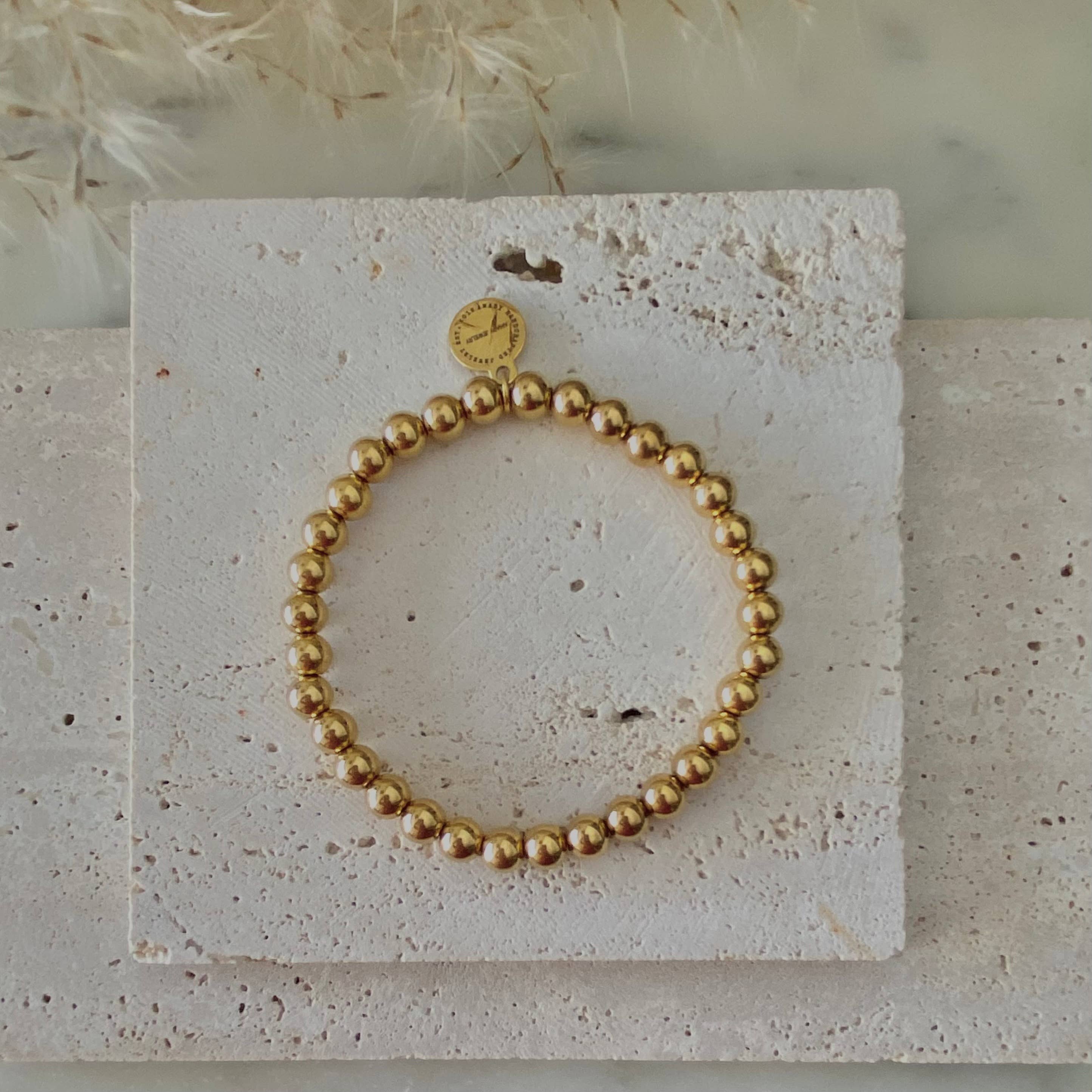 Amady Jewelry - Wholesale Beaded Bracelet - Gold Beaded Bracelet 18k gold plated stainless steel beads8