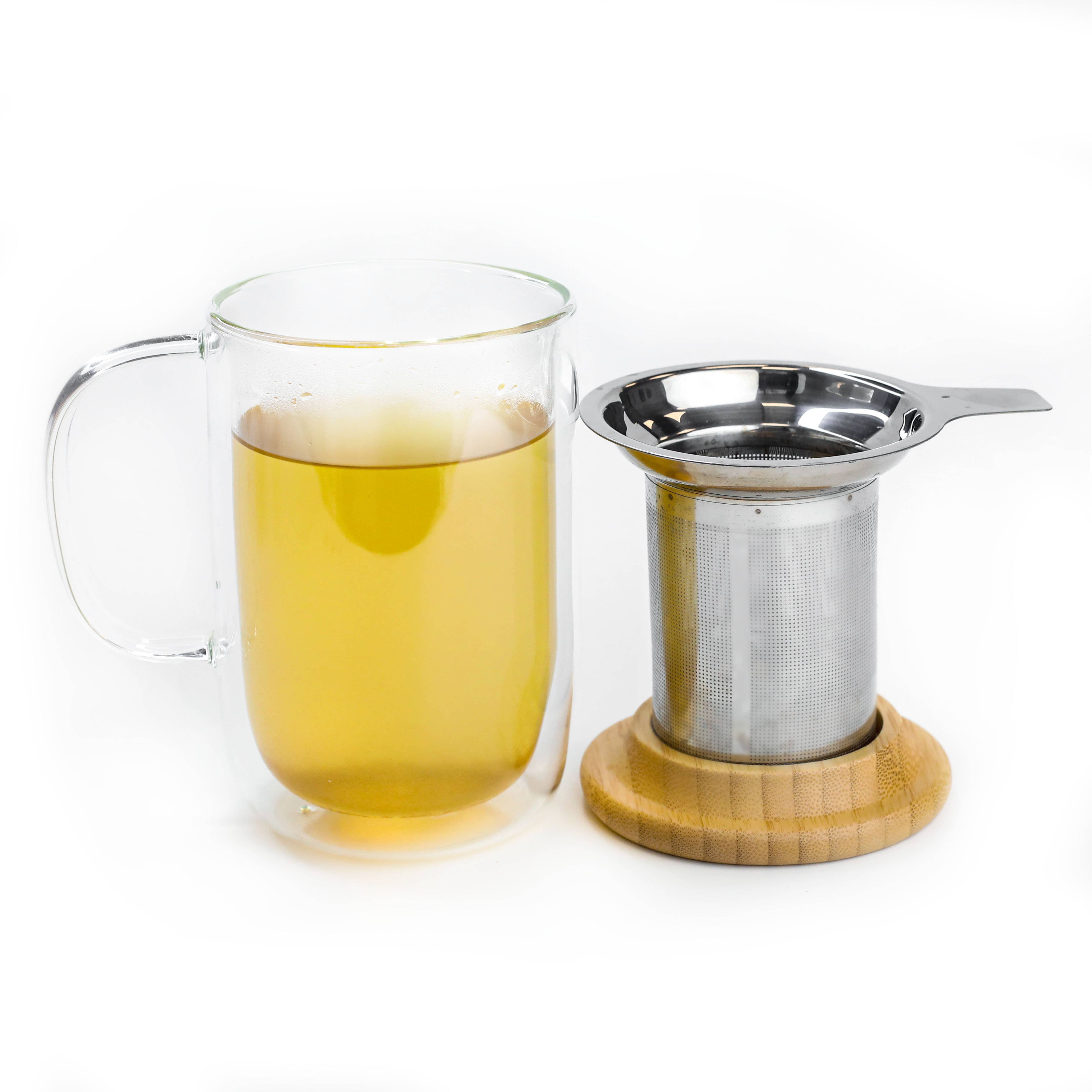 TEALYRA / LUXBE – wholesale Tea strainer/infuser – Venus Double Wall Glass Cup With Infuser, 13.5oz5