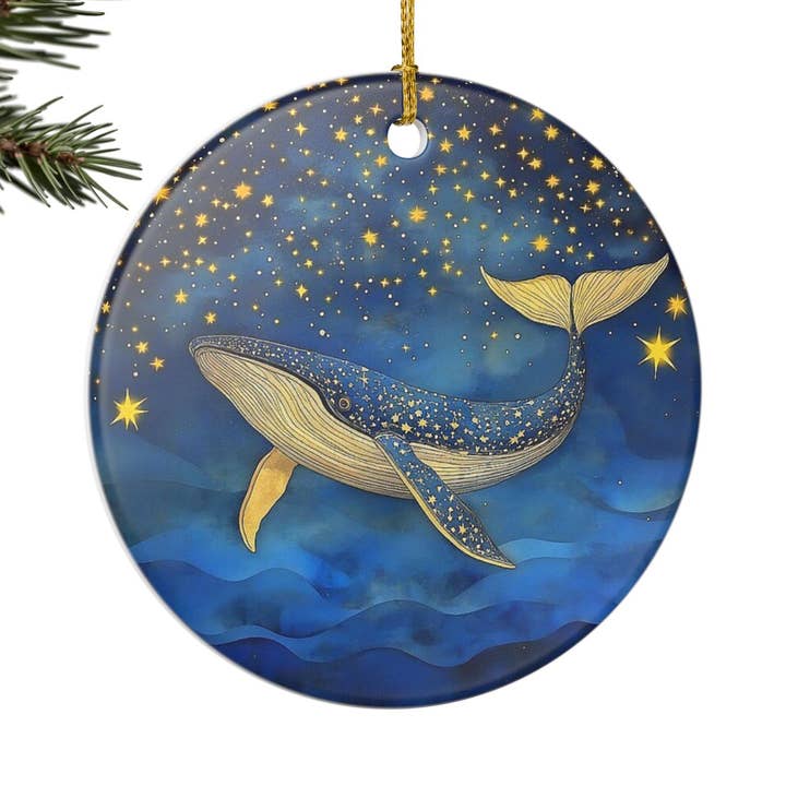 Whale Starry Night William Morris Christmas Ornament for wholesale by Miss Crabtree