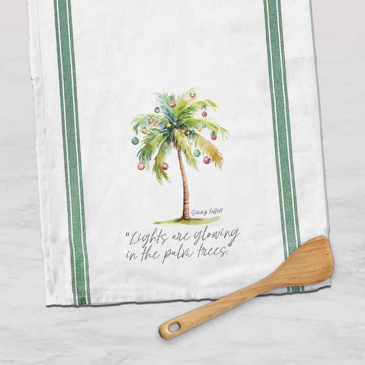 ZA Handmade Wholesale - Wholesale Tea Towel - christmas light palm tree jimmy buffett quote beach christmas tea towel decorative towel for christmas beach towns1