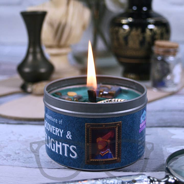 Discovery and Delights Candle by MGB and Chaos Curios for wholesale by Mini Geek Boutique
