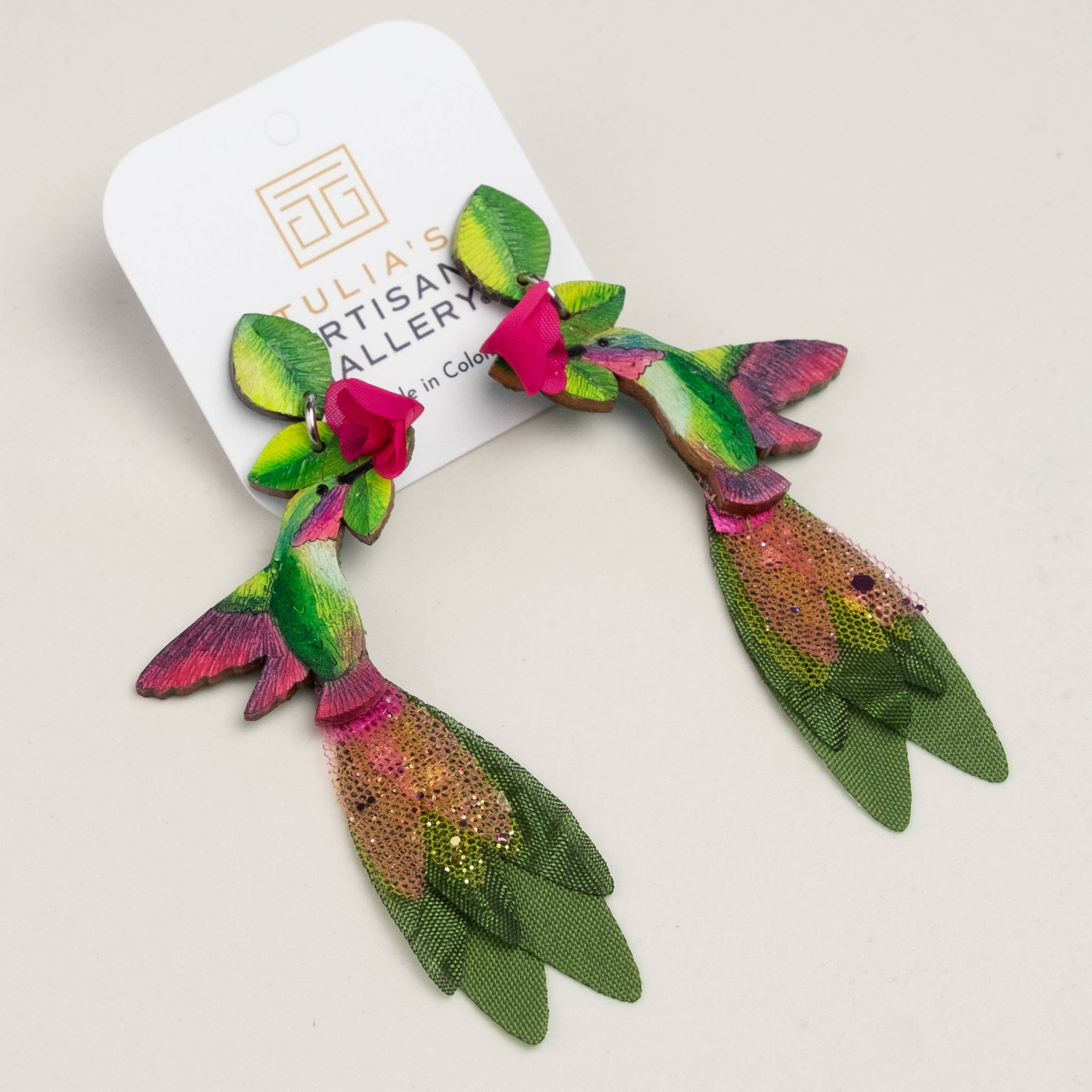 Tulia's Artisan Gallery - Wholesale Dangle Earrings - Hummingbird Earrings - Anna's LG5
