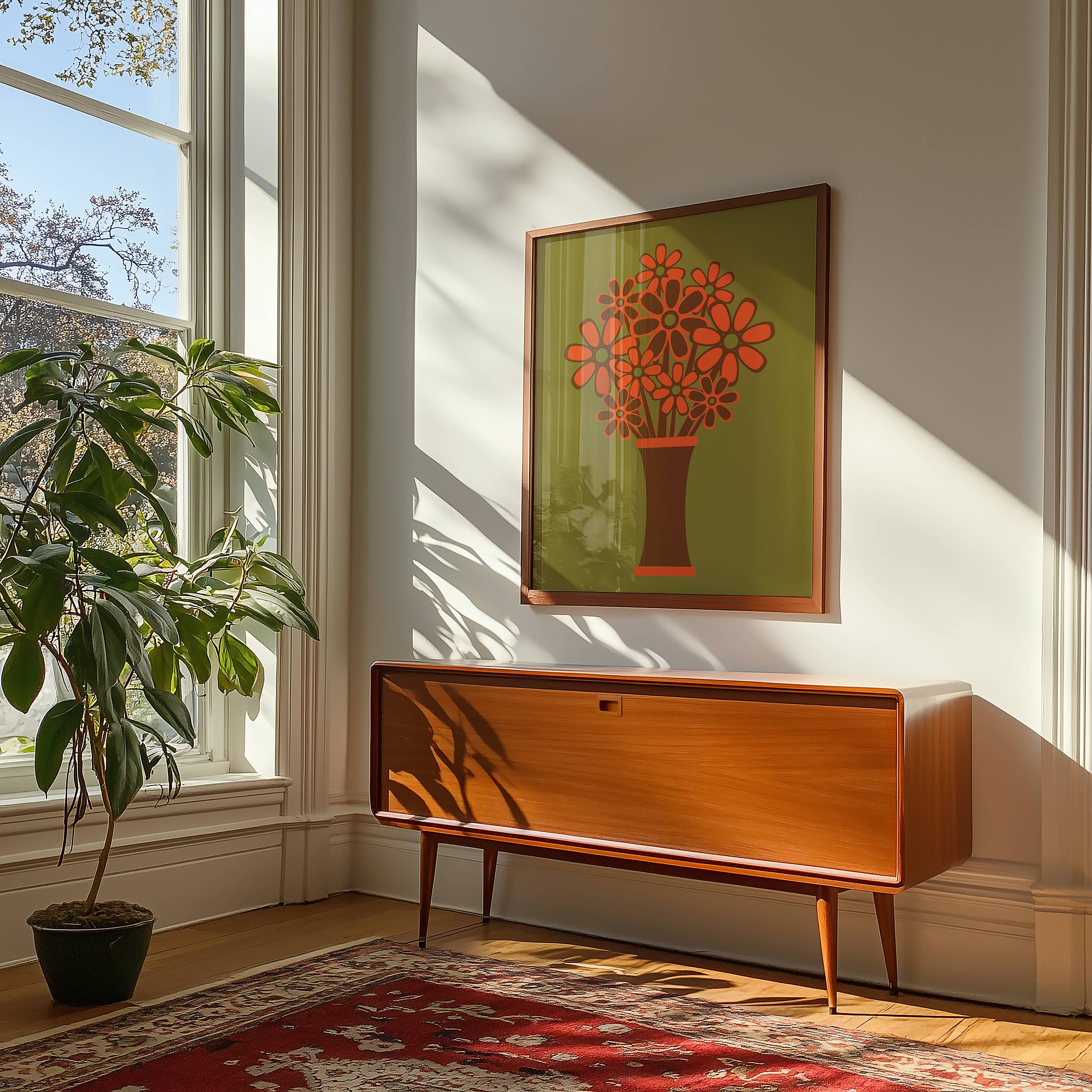 GiGi Thomas Designs - Wholesale Art Print - Brown Vase Orange Flowers Print4