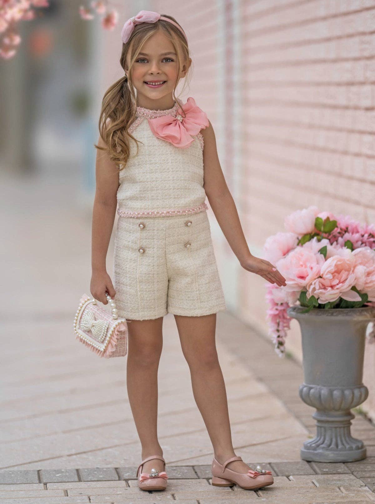 Ivory Confident Little Diva Halter Tweed Top And Short Set for wholesale on Faire4