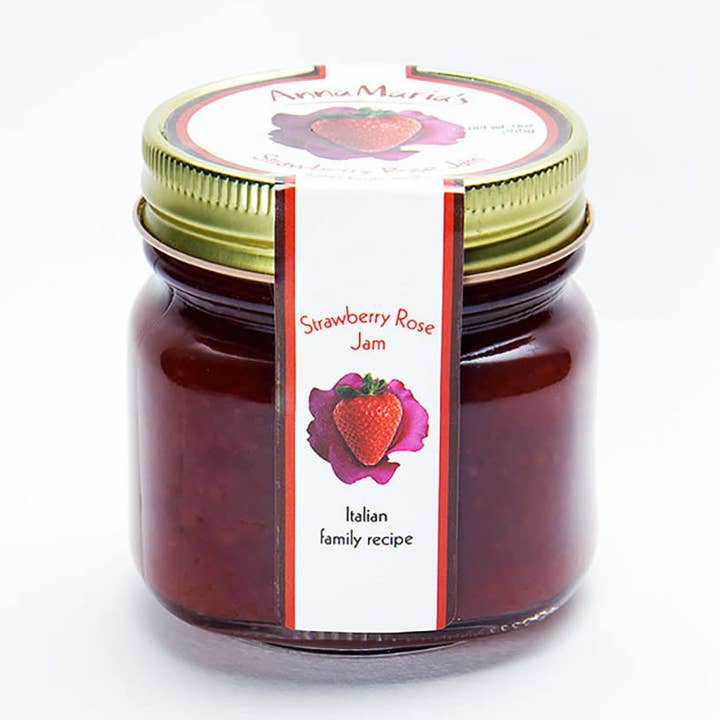 9oz Strawberry Rose Jam for wholesale by AnnaMaria's Foods