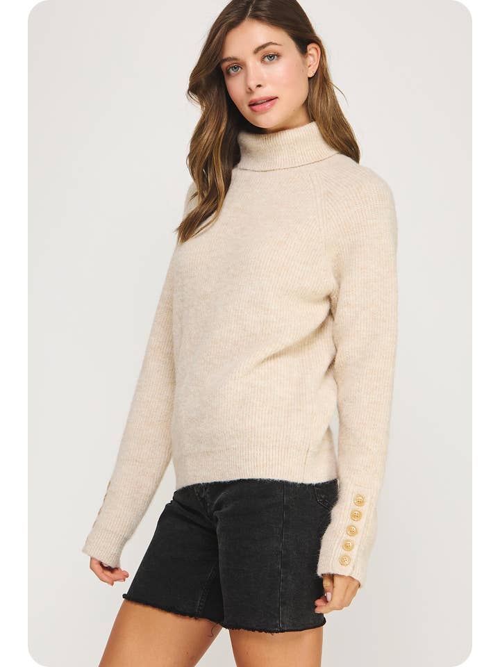 Strut & Bolt - Wholesale Tunic Sweater - Women's - Button Sleeve Turtle Neck Sweater15