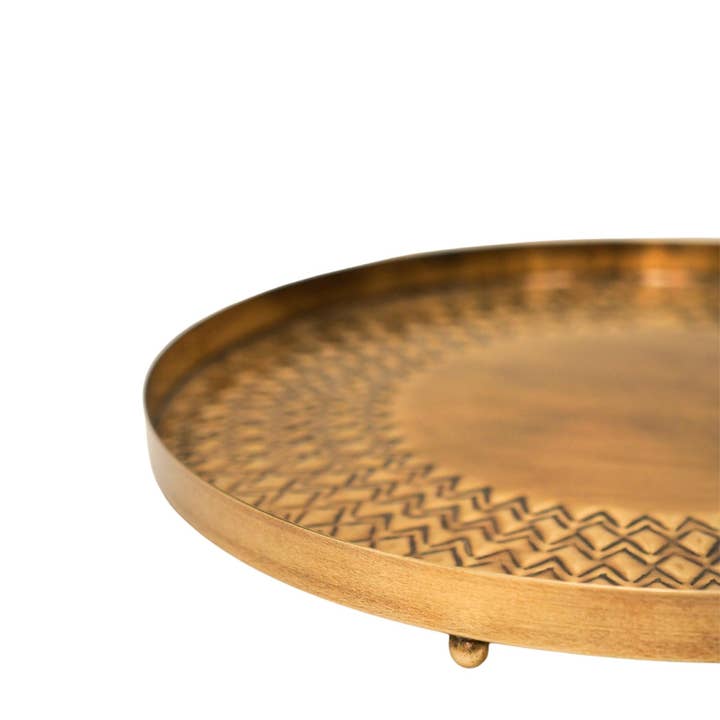 Ivyline – wholesale Decorative tray – Solis Embossed Tray Gold3
