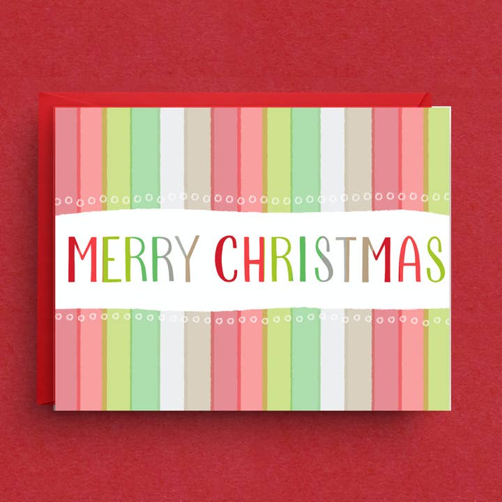 Christmas Striped Greeting Card – Festive Holiday Card for wholesale by Nicole Marie Paperie