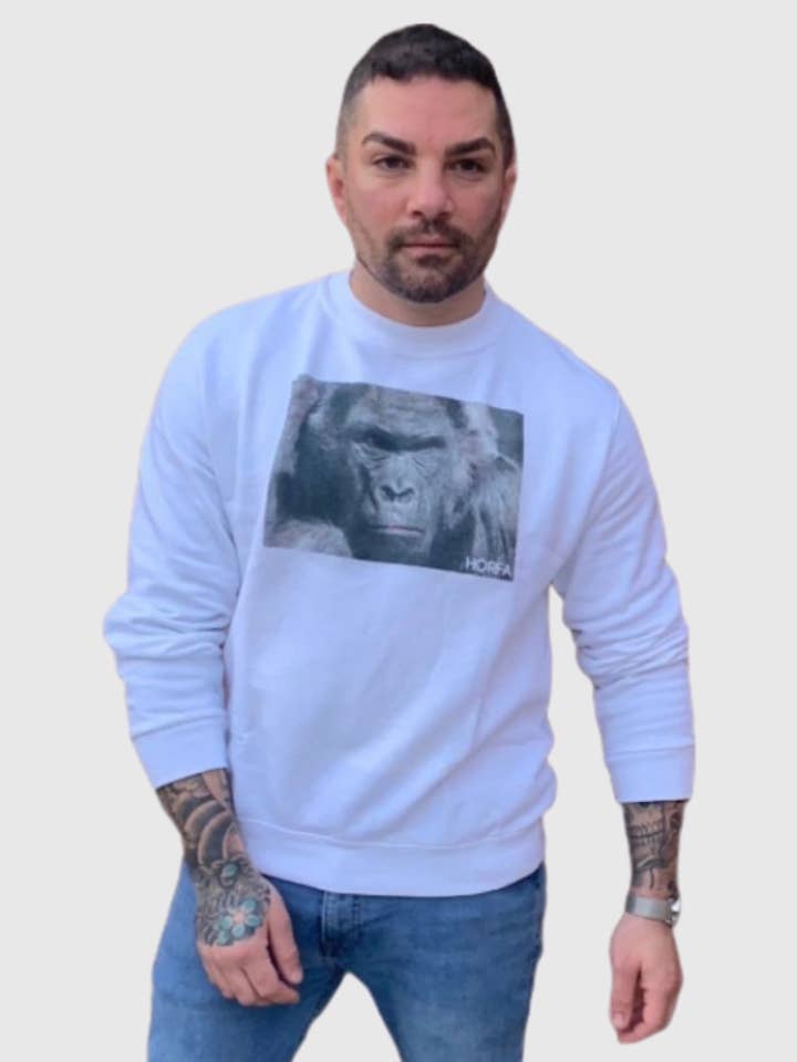 Görilla Sweatshirt in White for wholesale by HÖRFA