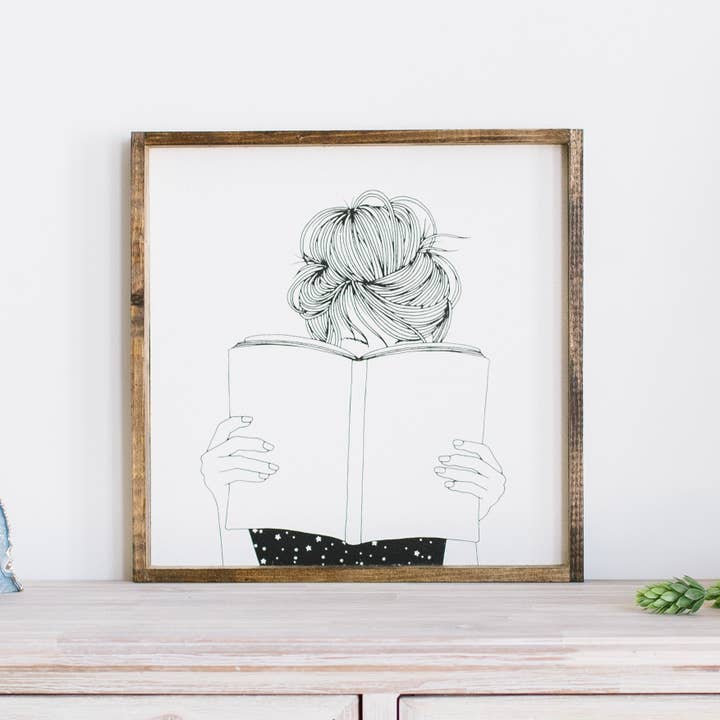 Williamraedesigns - Wholesale Art Print - Girl Reading Framed Book Print - Reading Nook Decor