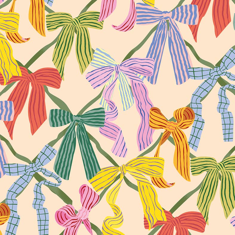 Noi Publishing – wholesale Flat wrap – Colourful bows flat sheet wrap0