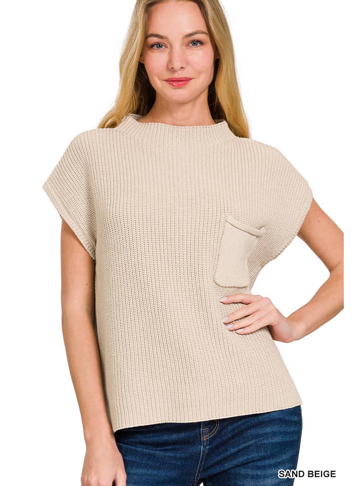 42POPS - Wholesale Knit Sweater - Women's - ",...Mock Neck Short Sleeve Sweater9