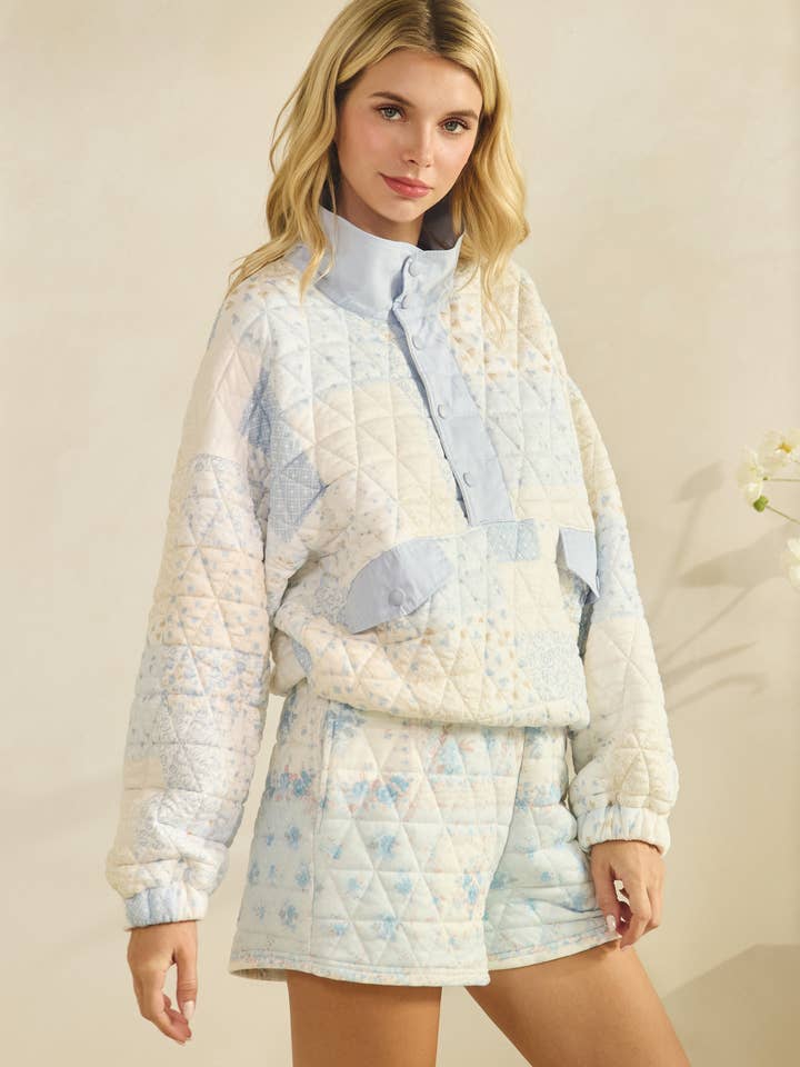 Veveret - Wholesale Lounge Shorts - Women's - Floral textured lounge shorts 22