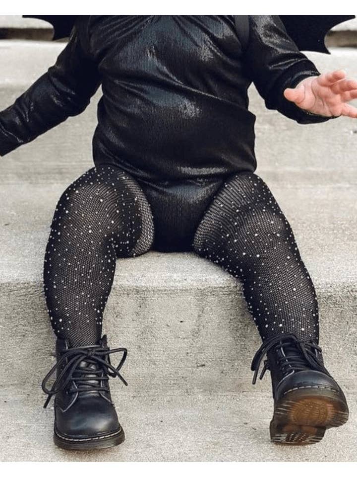 Bailey's Blossoms - Wholesale Tights - Kids - Rhinestone Fishnet Tights - Black