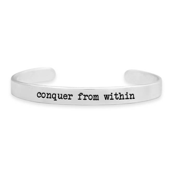 From The Heart - Wholesale Cuff Bracelet - Off the Cuff "conquer from within" Message Cuff