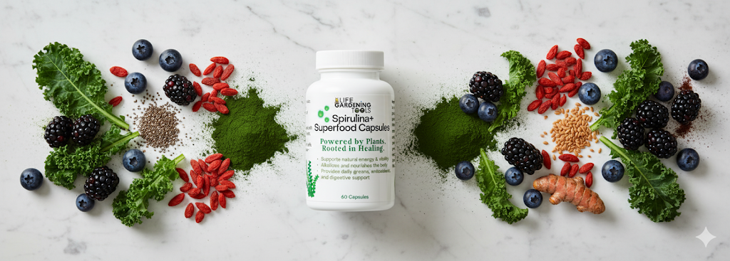 Life Gardening Tools – wholesale Oral supplement/vitamin – Spirulina+ Superfood Capsules – 60 Count2
