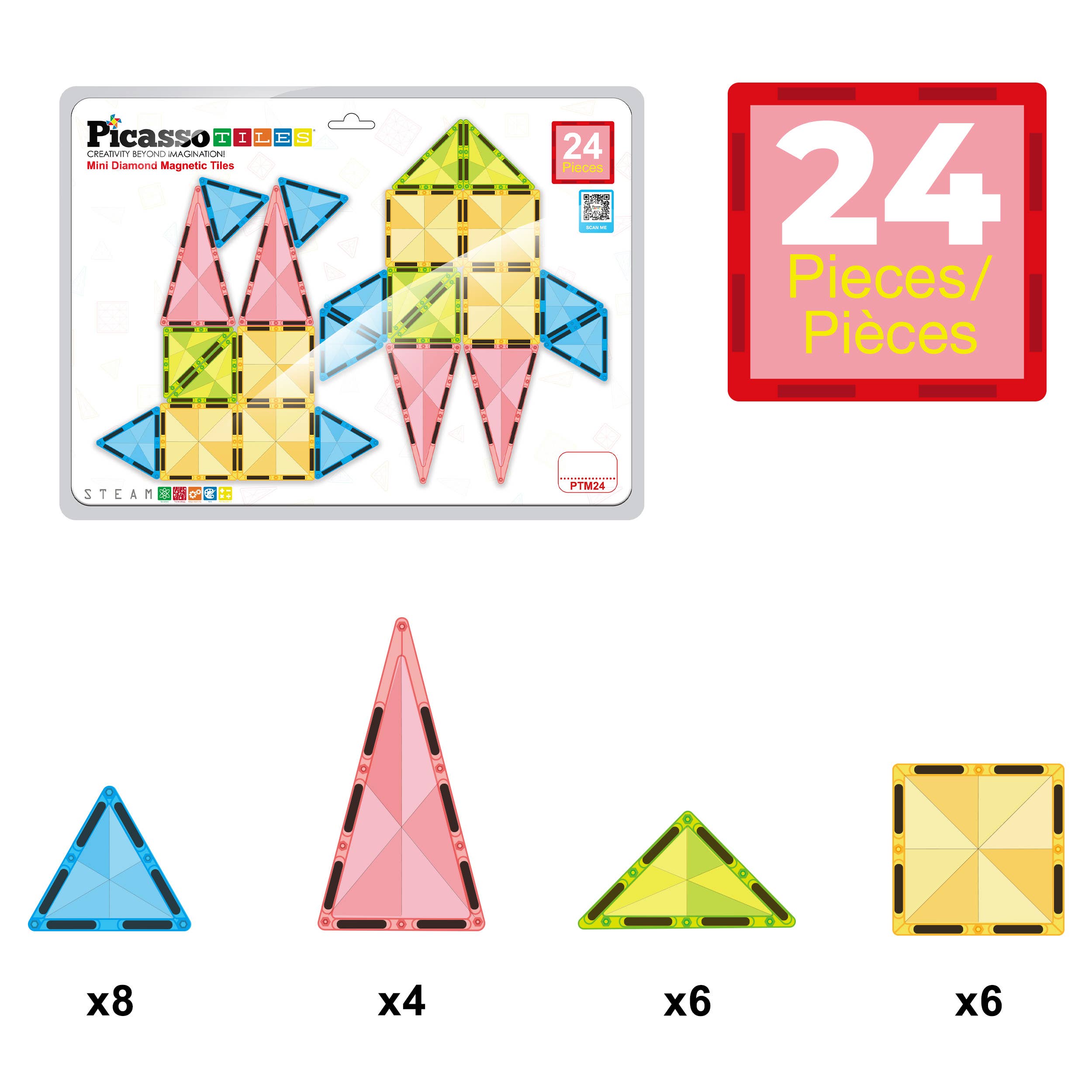 PicassoTiles - Wholesale Building Set - Kids - PicassoTiles 24pc Travel Size Magnetic Tile Building Set2