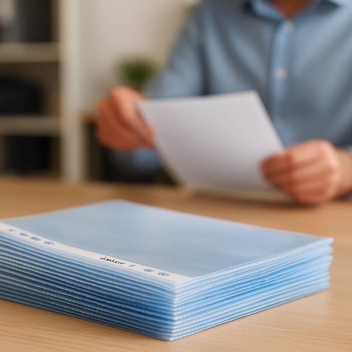 Bene clear plastic sleeves A5 0.10 mm, document sleeves for wholesale by Salzmann Restwaren GmbH