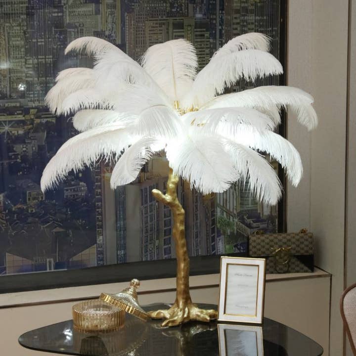 Ostrich Feather Table Lamp for wholesale by Moderny