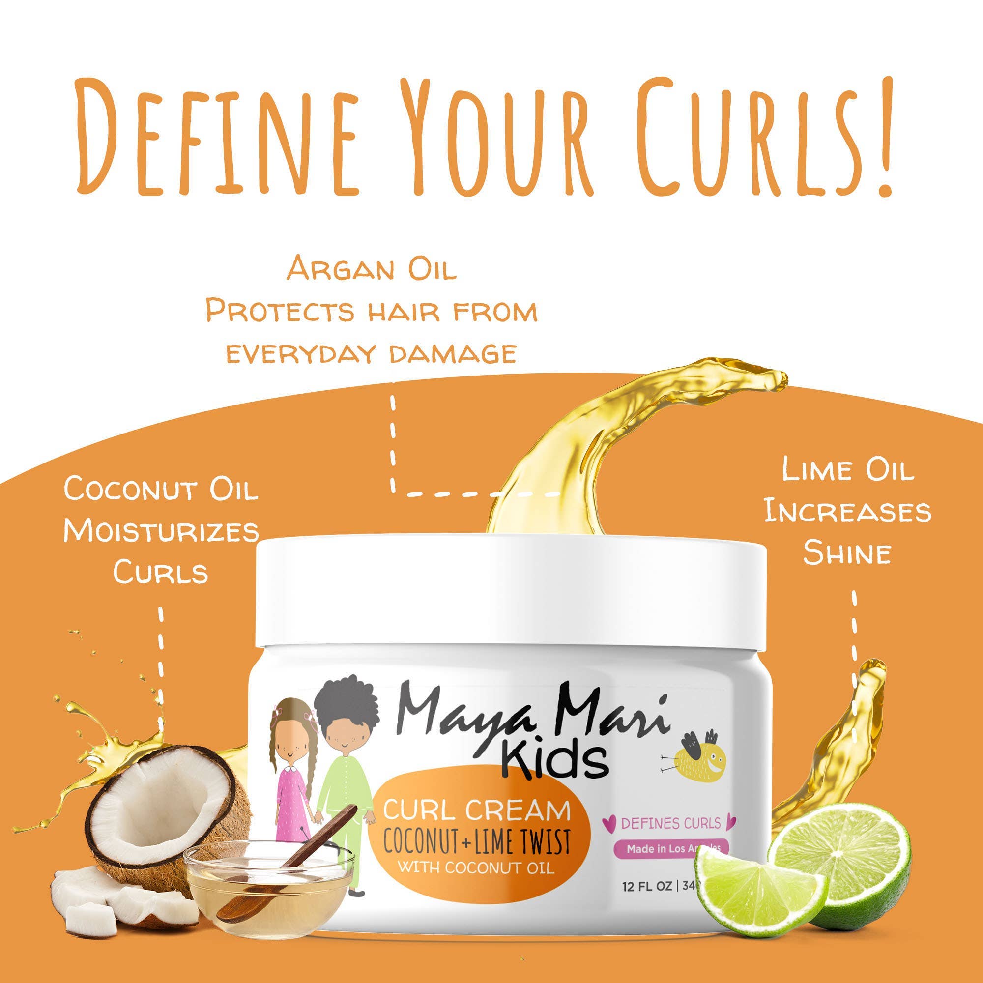 Maya Mari Kids Haircare - Wholesale Hair Styling Gel/Mousse - Maya Mari Kids Curl Cream - Coconut + Lime Twist - 12 oz1