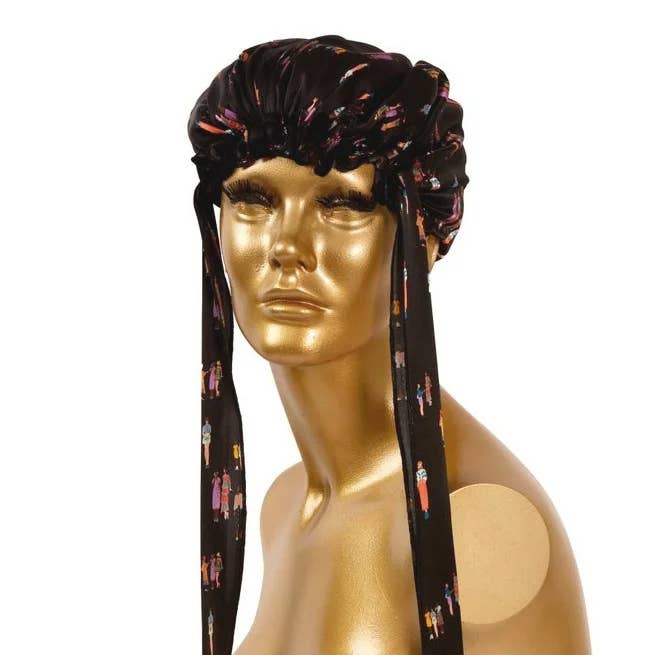 People Print Onyx Virginia Bonnet for wholesale by Gilded Fox Silk