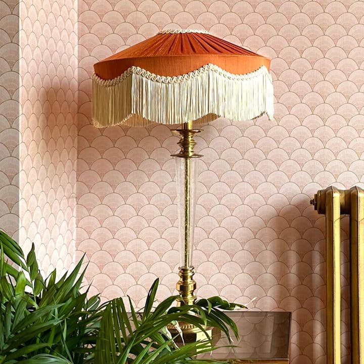 The Peggy Silk Fringed Lampshade - Rust for wholesale by Tinker & Tallulah
