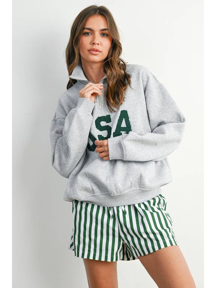 BUTTERMELON - Wholesale Sweatshirt - Women's - Quarter Zip Long Sleeve Top - BMT77955