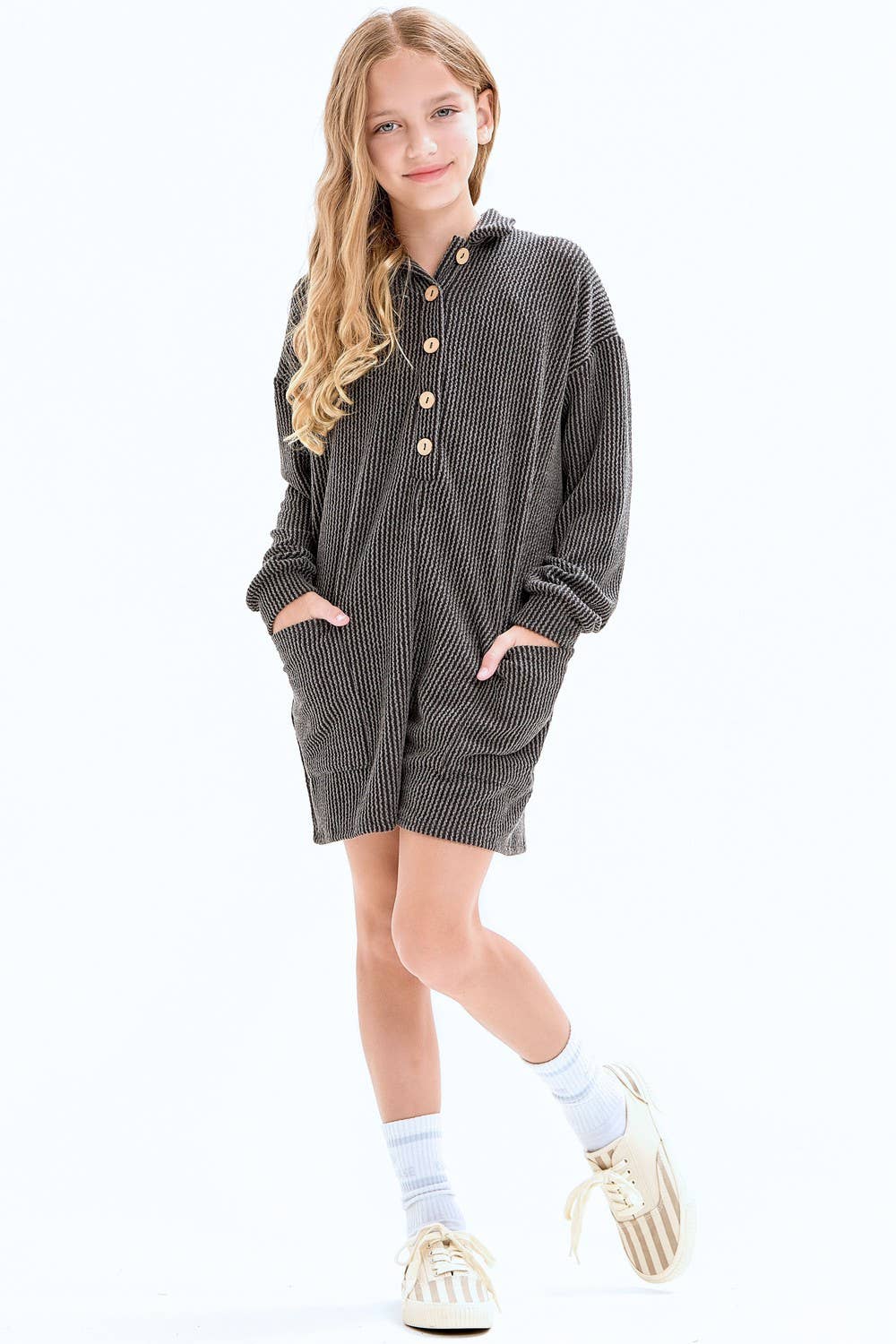 Good Girl - Wholesale Romper - Kids - Embossed Rib Collared Button Up Romper20