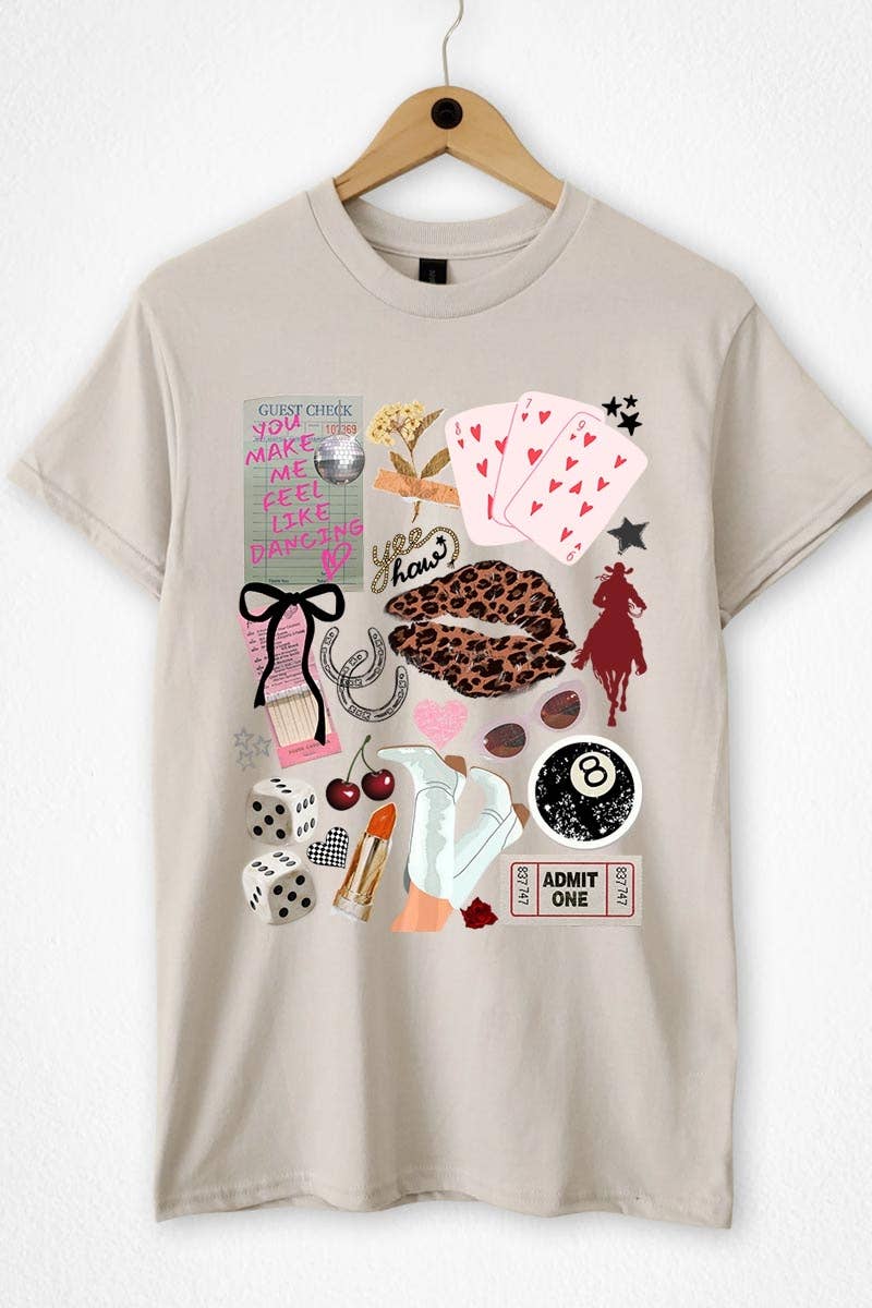 COLORBEAR - Wholesale T-Shirt (Graphic) - Women's - Western Collage Graphic Heavy Cotton Tee6