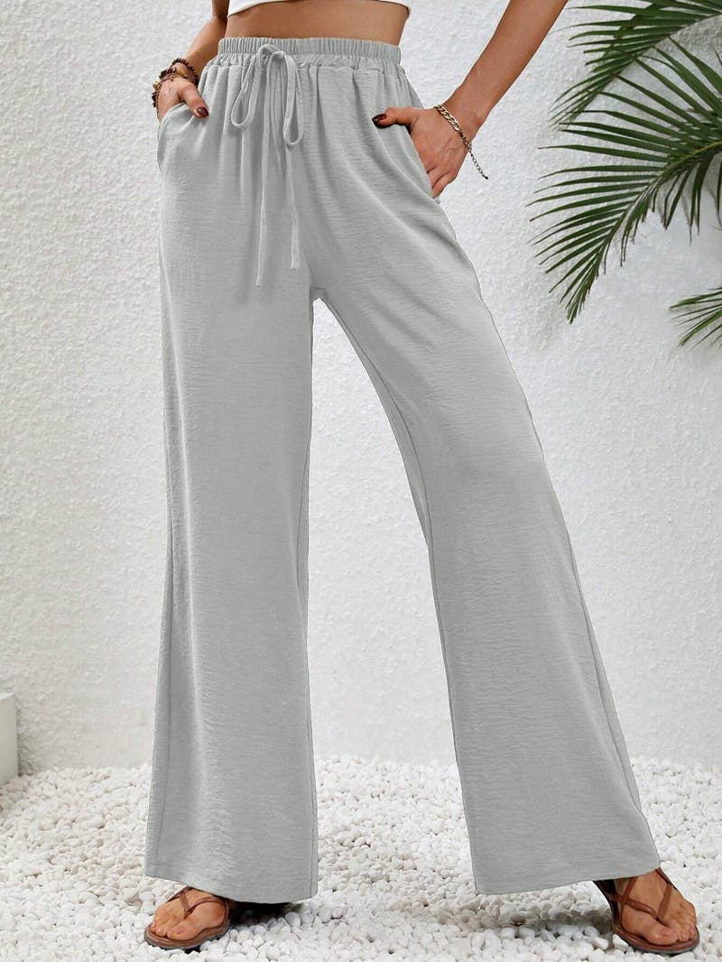 FULL TIME PURCHASE - Vente Pantalon – femme - Pantalon décontracté polyvalent uni à jambes larges et longueur au sol22