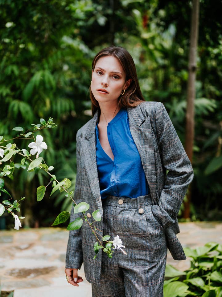 Blazer de xadrez GAURA por atacado de LOVIE & CO