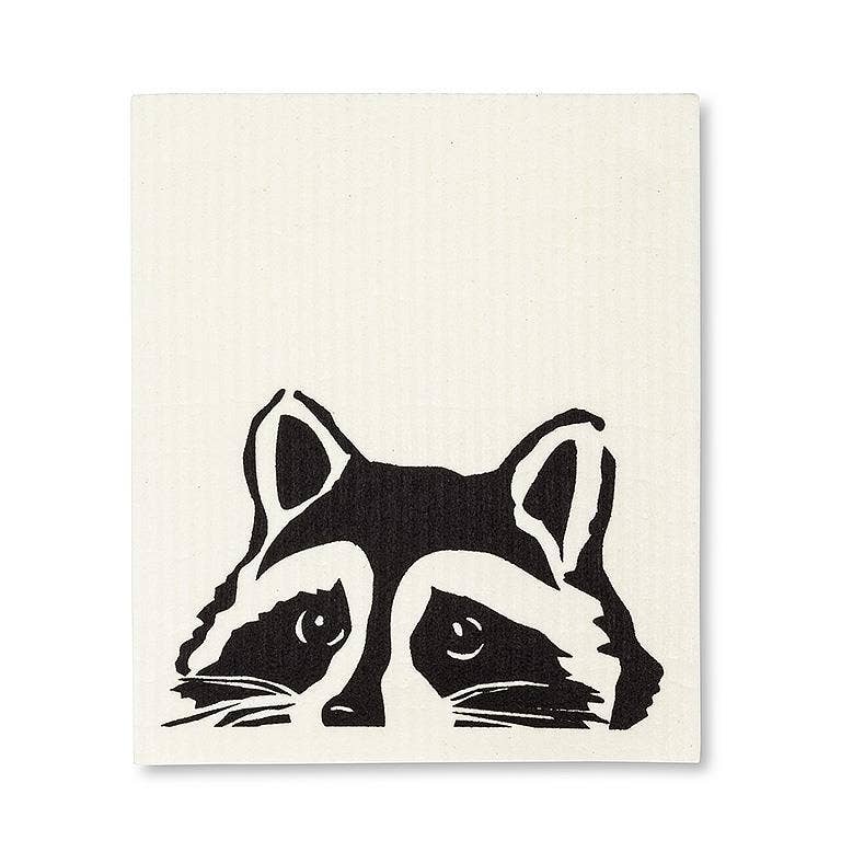 Abbott - Wholesale Dishcloth - S/2 Peeking Raccoon Dishcloths-6.5x8"L1