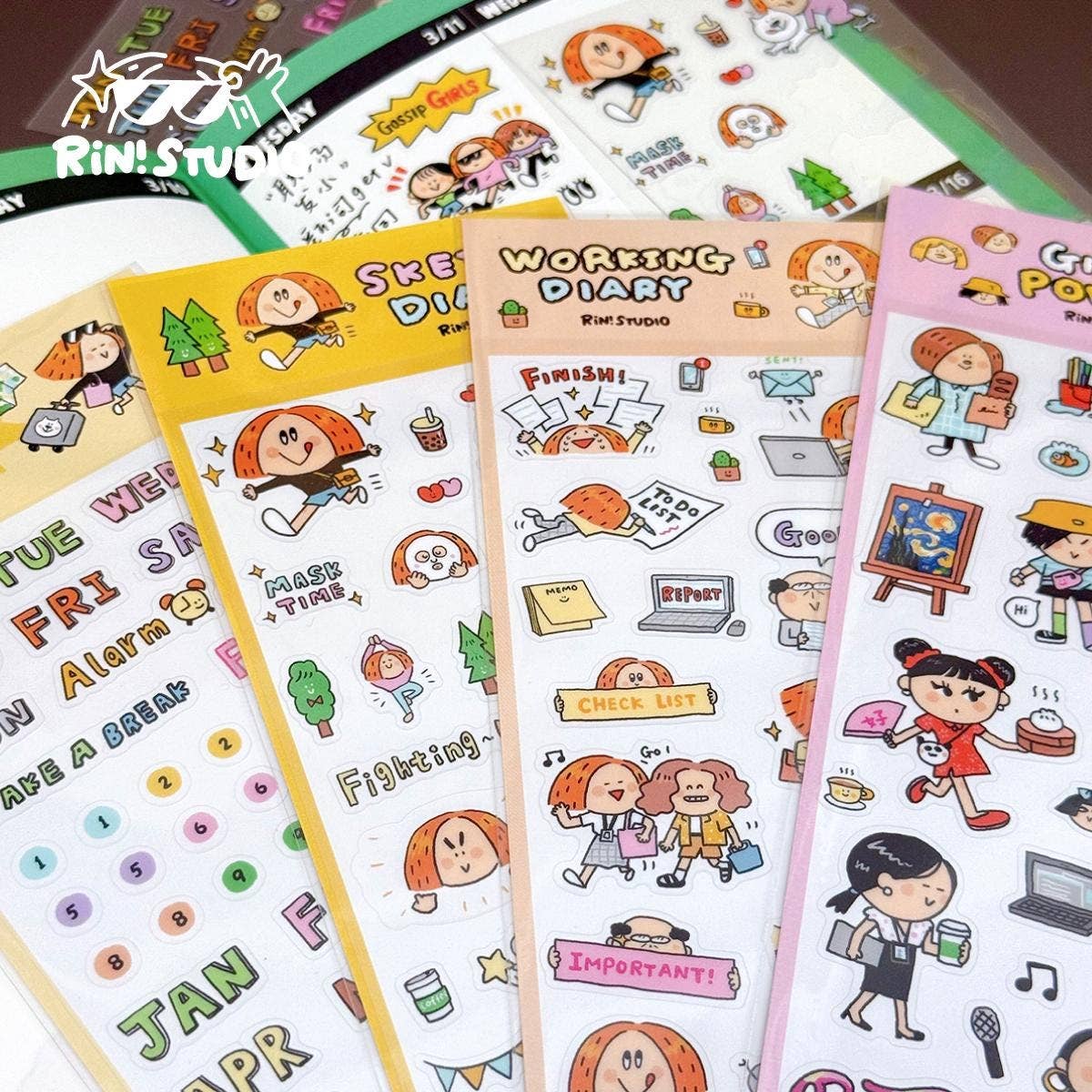 RiN! Studio US – wholesale Sticker – Kawaii PVC Stickers: Sketch Diary, Calendar Stickers1