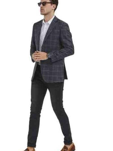 Grijze geruite blazer voor heren voor wholesale door Alberto Nardoni