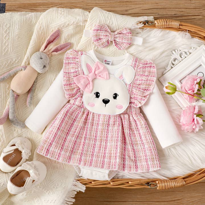 Cute Rabbit Bodysuit Set for Baby Girl for wholesale by PatPat